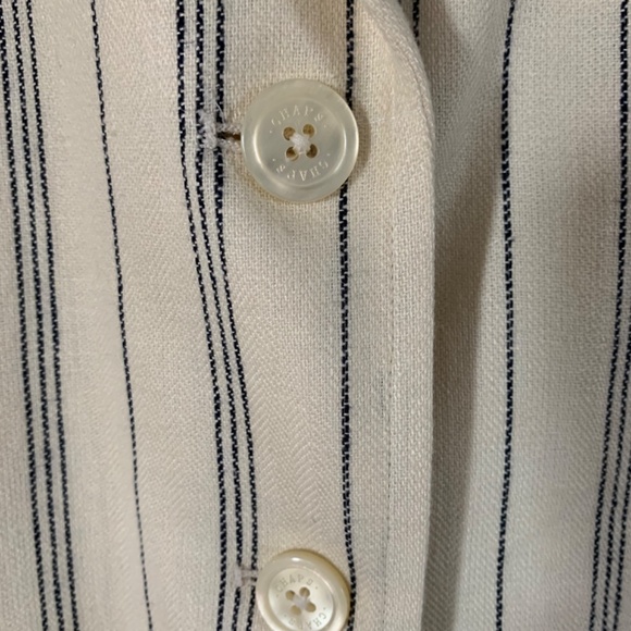 Chaps (NWT) (4) linen-blend, cream & navy, 2-button. - Picture 3 of 16